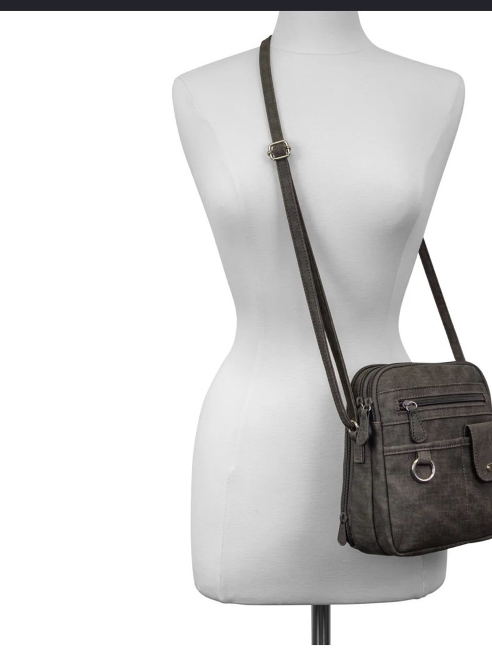 MultiSac North South Zip Around Crossbody Bag Indigo Blue Faux Leather - Picture 2 of 12